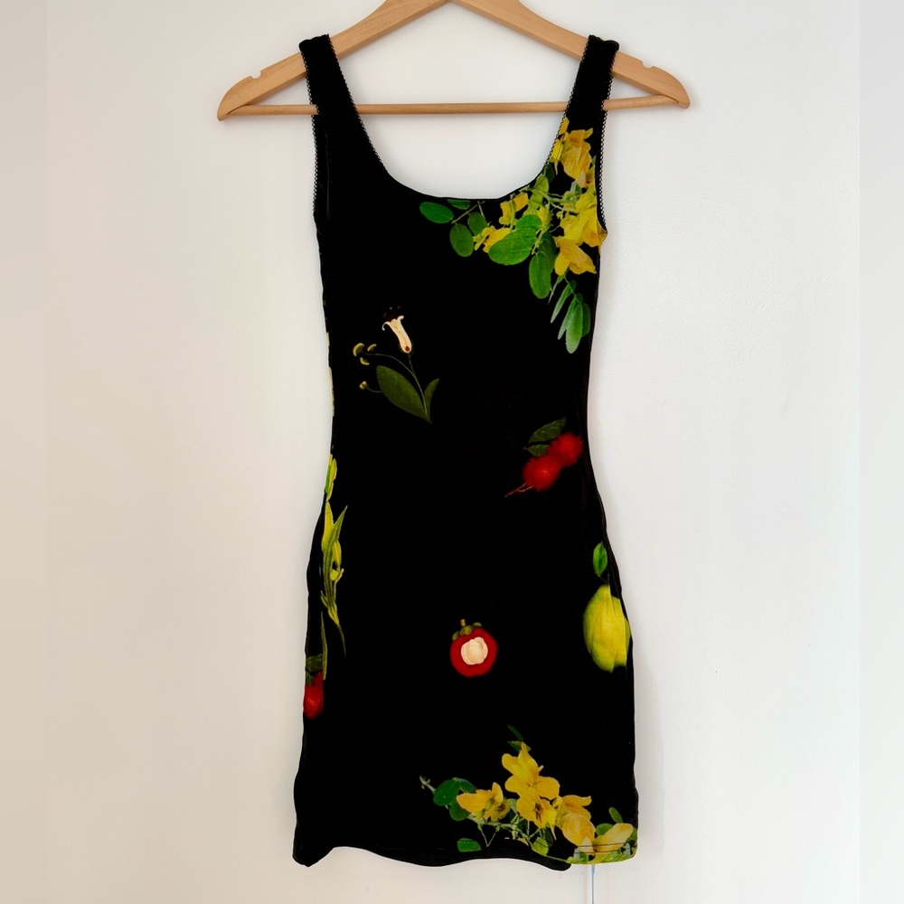 Floral Black Dress XS